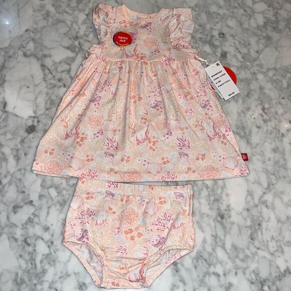 NWT MAGNETIC ME CORAL FLORAL PRINTED DRESS 2 PIECE